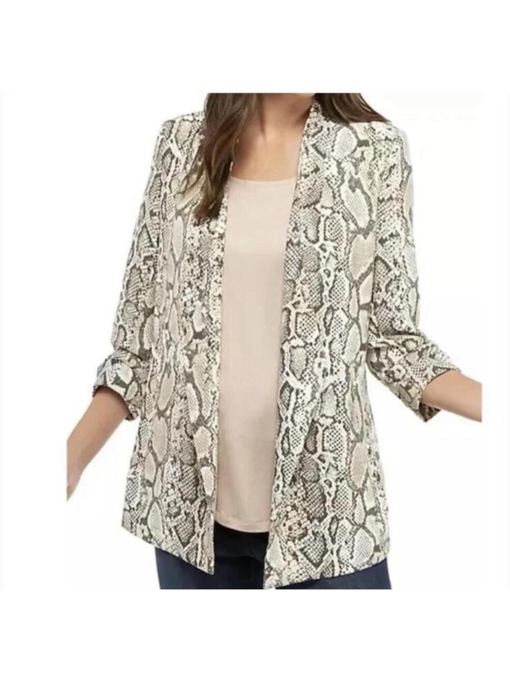 The Limited Lexie Blazer Womens MP Petite Medium Snakeskin Animal Print Ruched